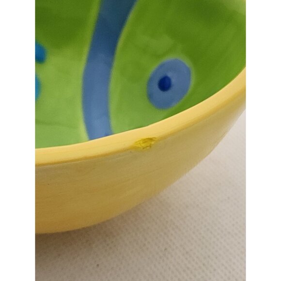 CONDIMENT/SERVING BOWLS-Colorful-Whimsical-Fish-Blue Yellow Green Orange-Set 3 - Picture 9 of 9